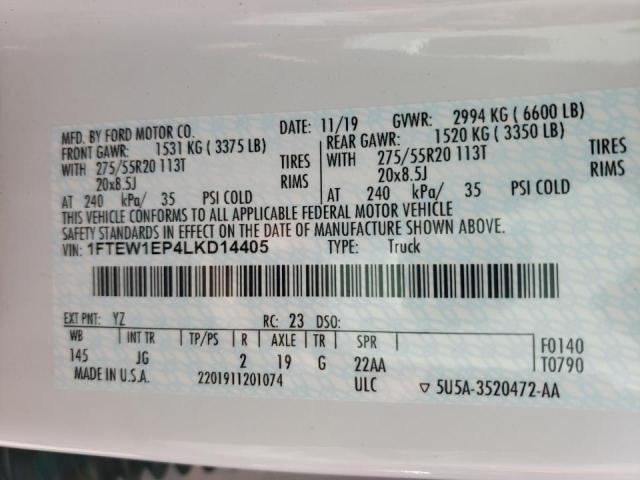 Photo 10 from auction – 2020 FORD F150 SUPER with VIN 1FTEW1EP4LKD14405