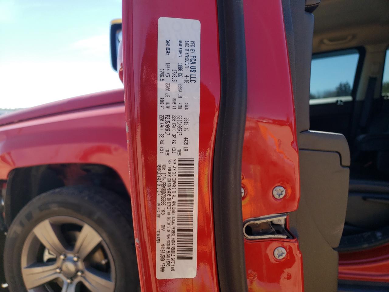 Photo 10 from auction – 2016 JEEP PATRIOT SP with VIN 1C4NJPBA3GD735995