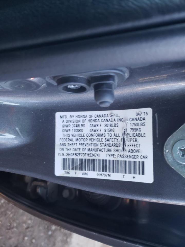 Photo 10 from auction – 2015 HONDA CIVIC SE with VIN 2HGFB2F70FH534741