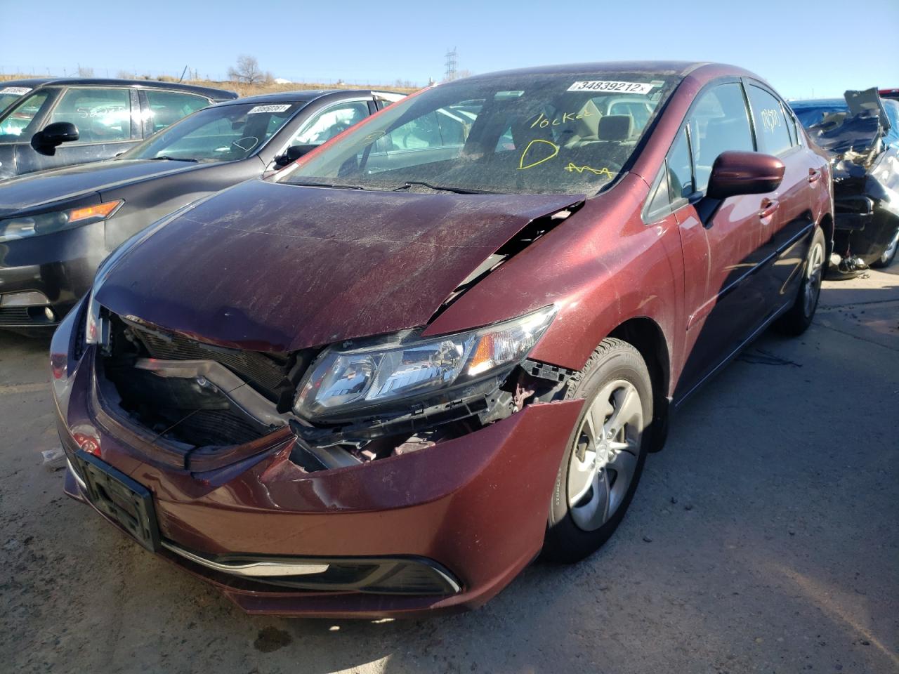 Photo 2 from auction – 2014 HONDA CIVIC LX with VIN 19XFB2F56EE031822