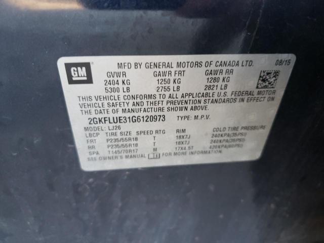 Photo 10 from auction – 2016 GMC TERRAIN SL with VIN 2GKFLUE31G6120973