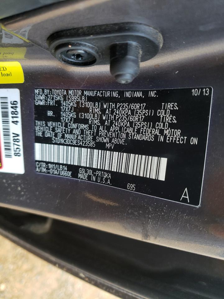 Photo 10 from auction – 2014 TOYOTA SIENNA XLE with VIN 5TDYK3DC9ES423585