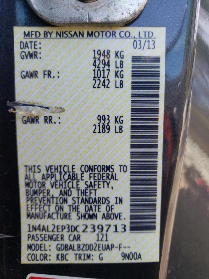 Photo 10 from auction – 2013 NISSAN ALTIMA S with VIN 1N4AL2EP3DC239713