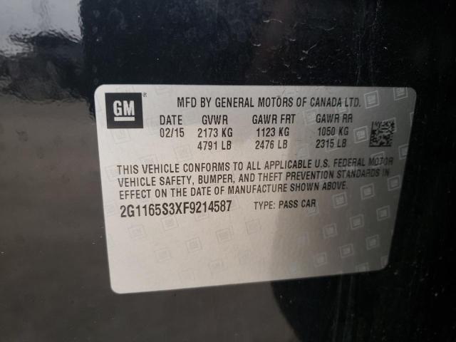 Photo 10 from auction – 2015 CHEVROLET IMPALA LTZ with VIN 2G1165S3XF9214587
