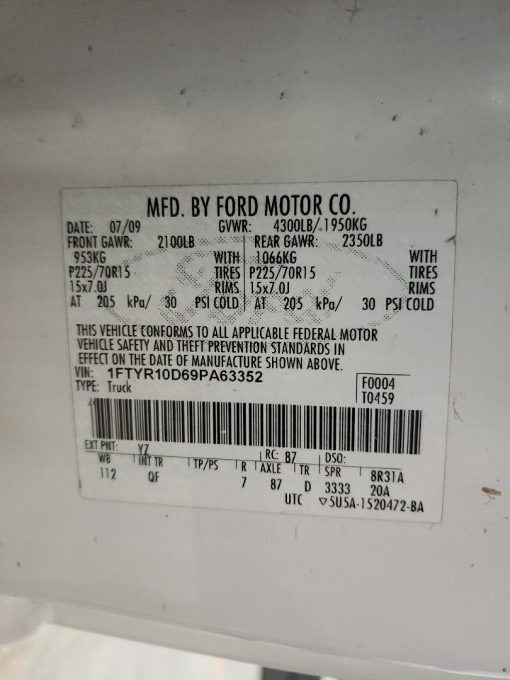 Photo 10 from auction – 2009 FORD RANGER with VIN 1FTYR10D69PA63352