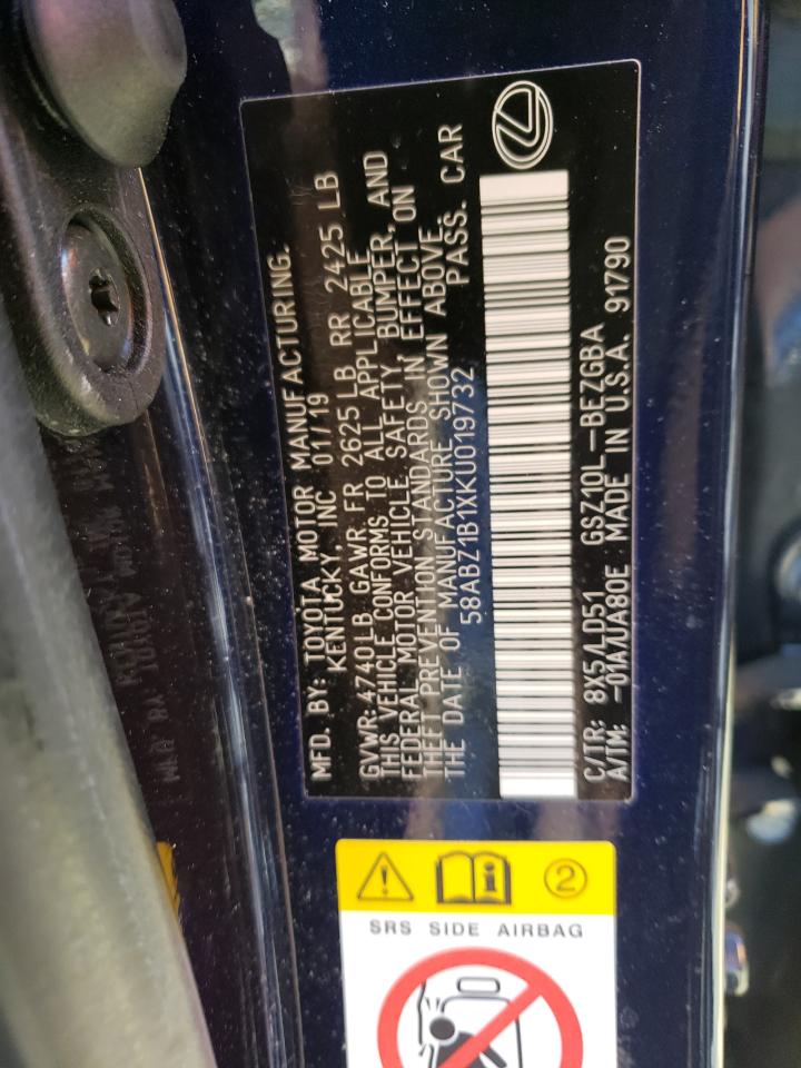 Photo 10 from auction – 2019 LEXUS ES 350 with VIN 58ABZ1B1XKU019732