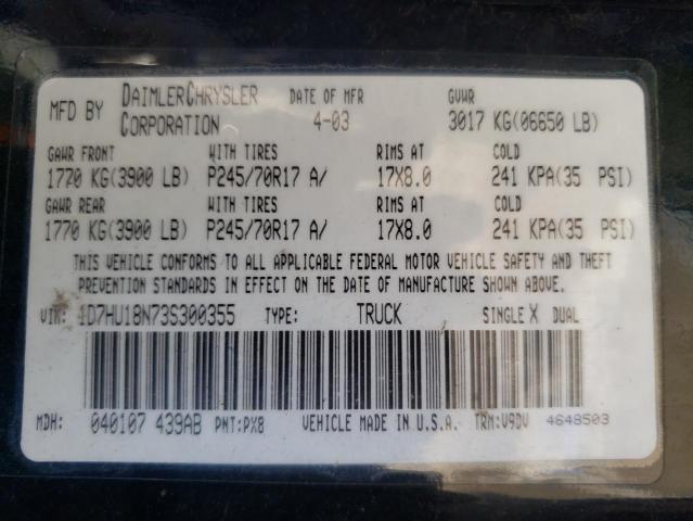 Photo 10 from auction – 2003 DODGE RAM 1500 S with VIN 1D7HU18N73S300355