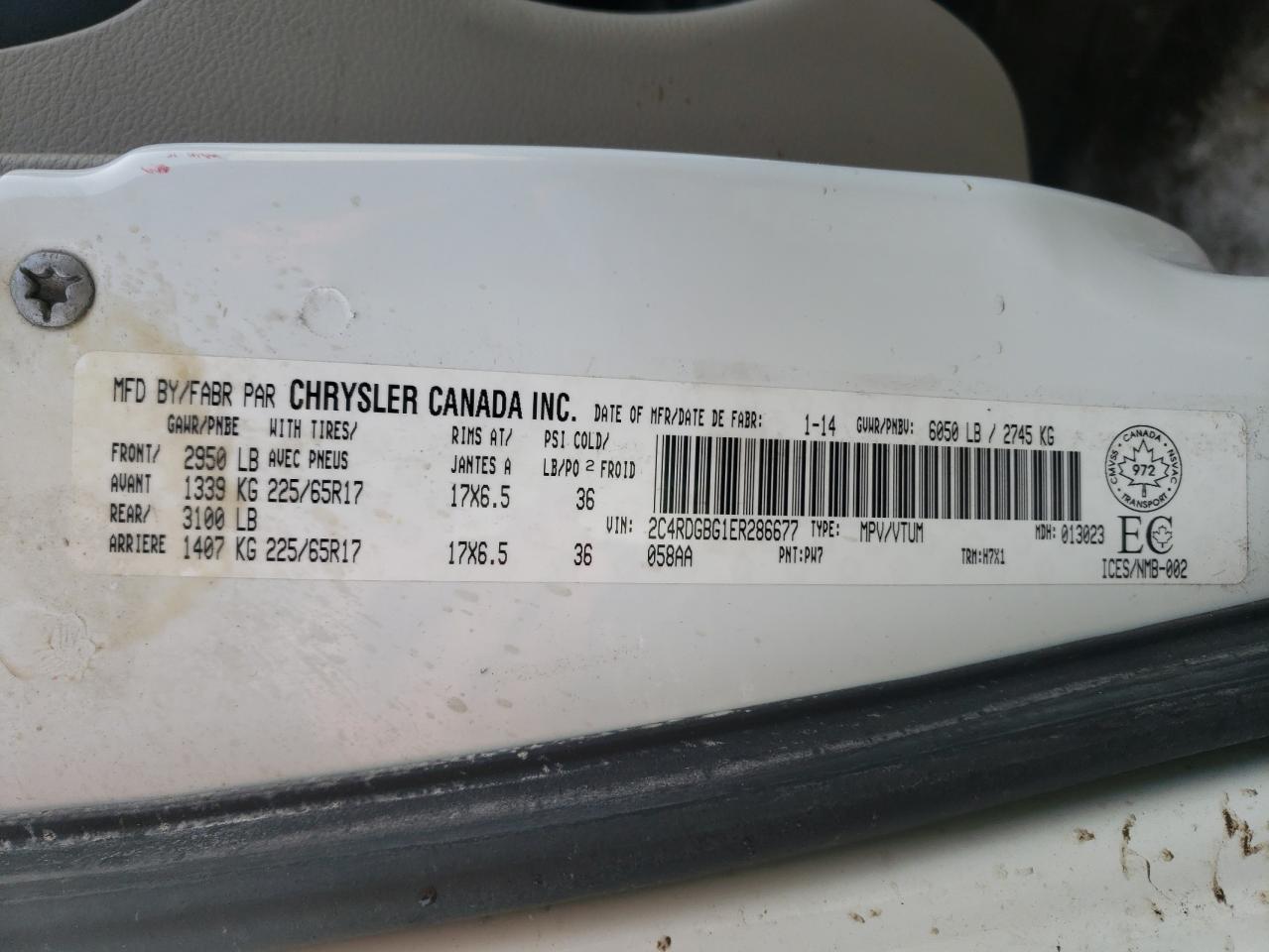 Photo 10 from auction – 2014 DODGE GRAND CARA with VIN 2C4RDGBG1ER286677