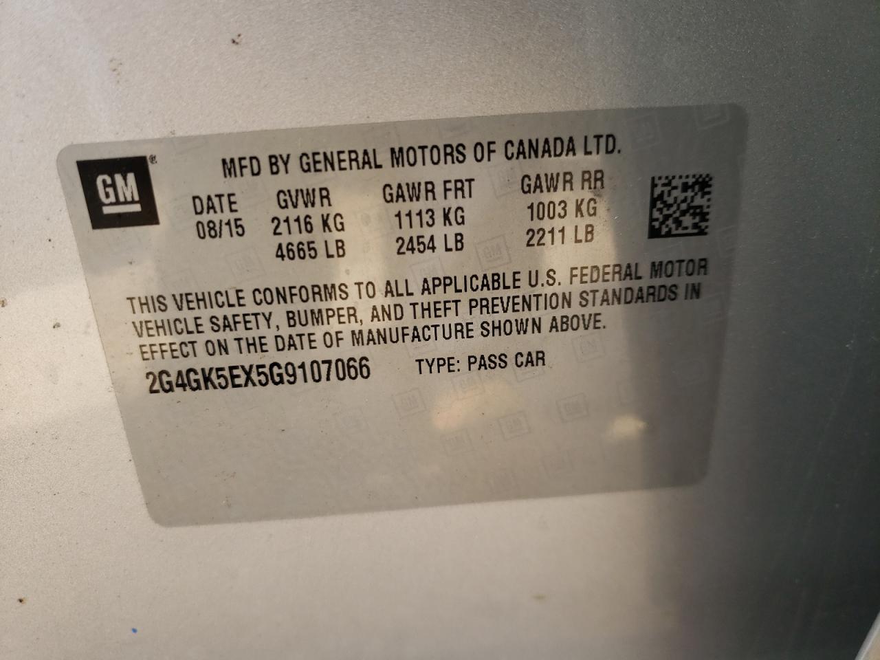 Photo 10 from auction – 2016 BUICK REGAL with VIN 2G4GK5EX5G9107066