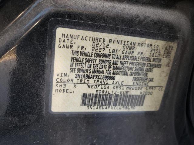 Photo 10 from auction – 2012 NISSAN SENTRA 2.0 with VIN 3N1AB6APXCL698690