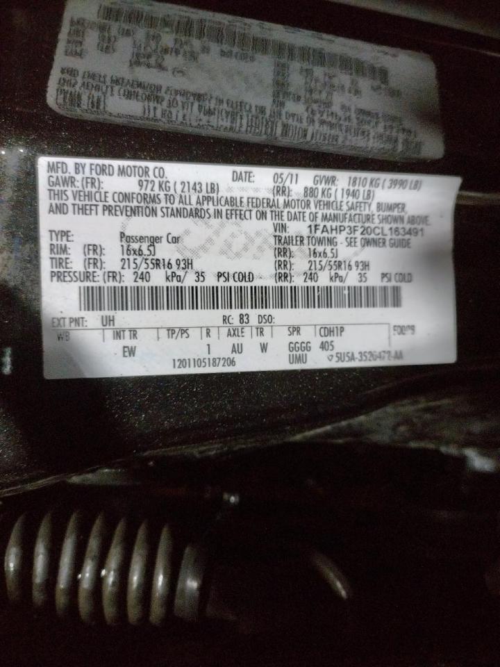 Photo 10 from auction – 2012 FORD FOCUS SE with VIN 1FAHP3F20CL163491