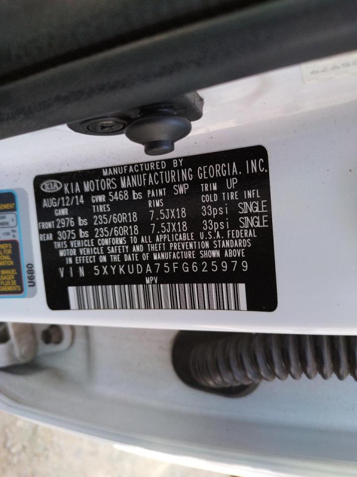 Photo 10 from auction – 2015 KIA SORENTO EX with VIN 5XYKUDA75FG625979