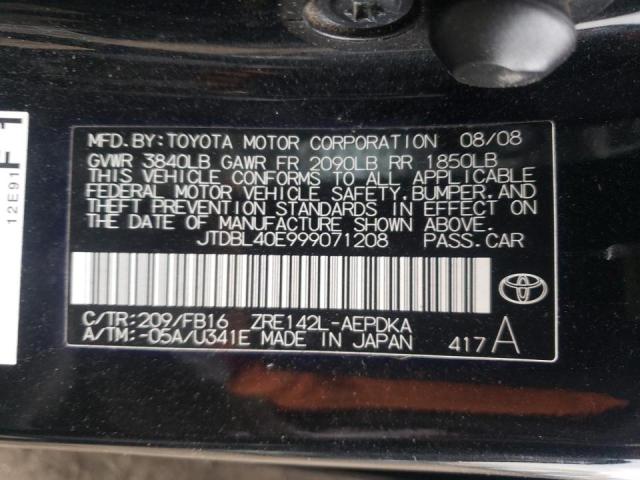 Photo 10 from auction – 2009 TOYOTA COROLLA BA with VIN JTDBL40E999071208