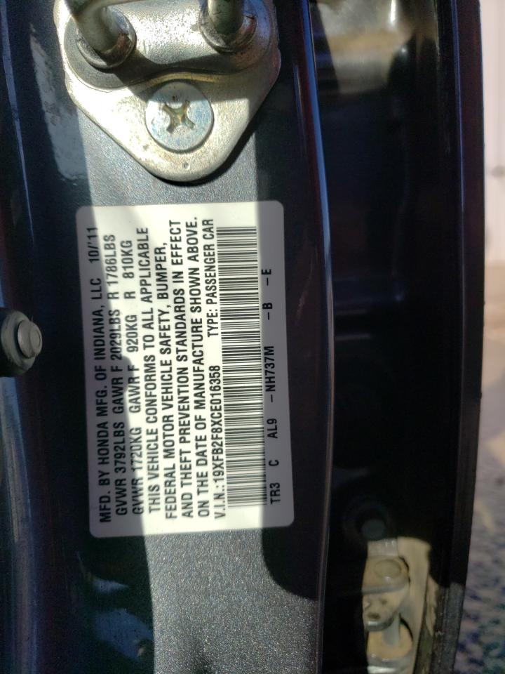 Фото 10 с аукциона – 2012 HONDA CIVIC EX с VIN 19XFB2F8XCE016358