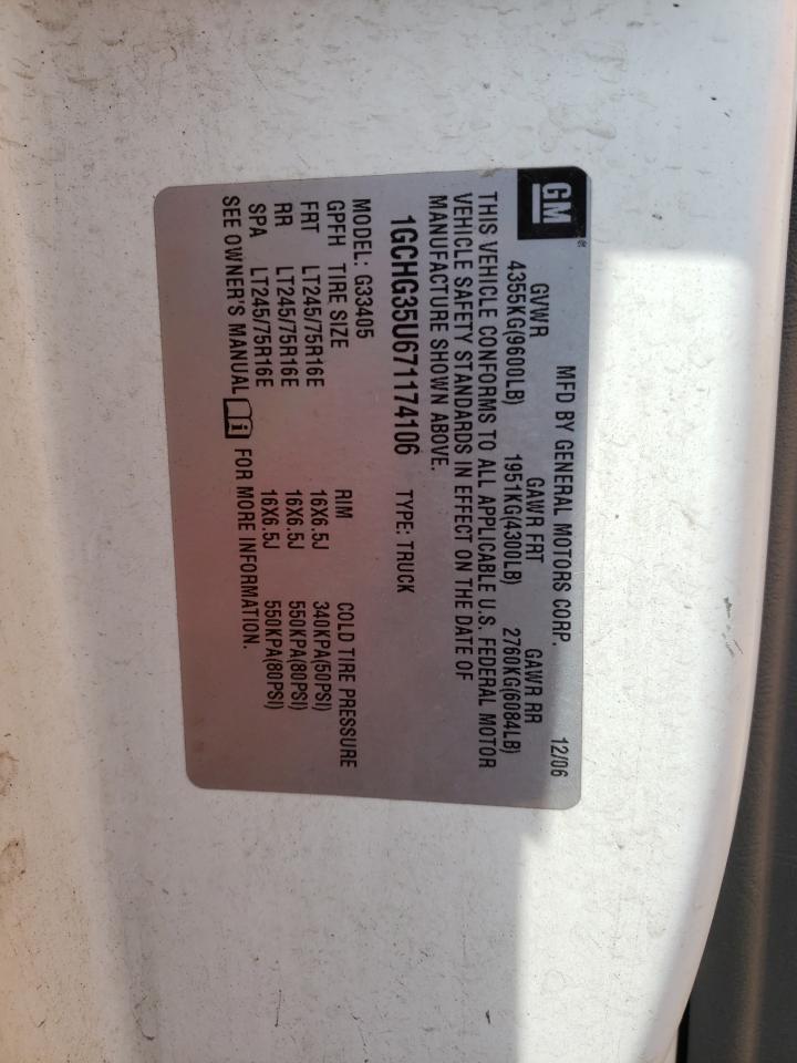 Photo 10 from auction – 2007 CHEVROLET EXPRESS G3 with VIN 1GCHG35U671174106