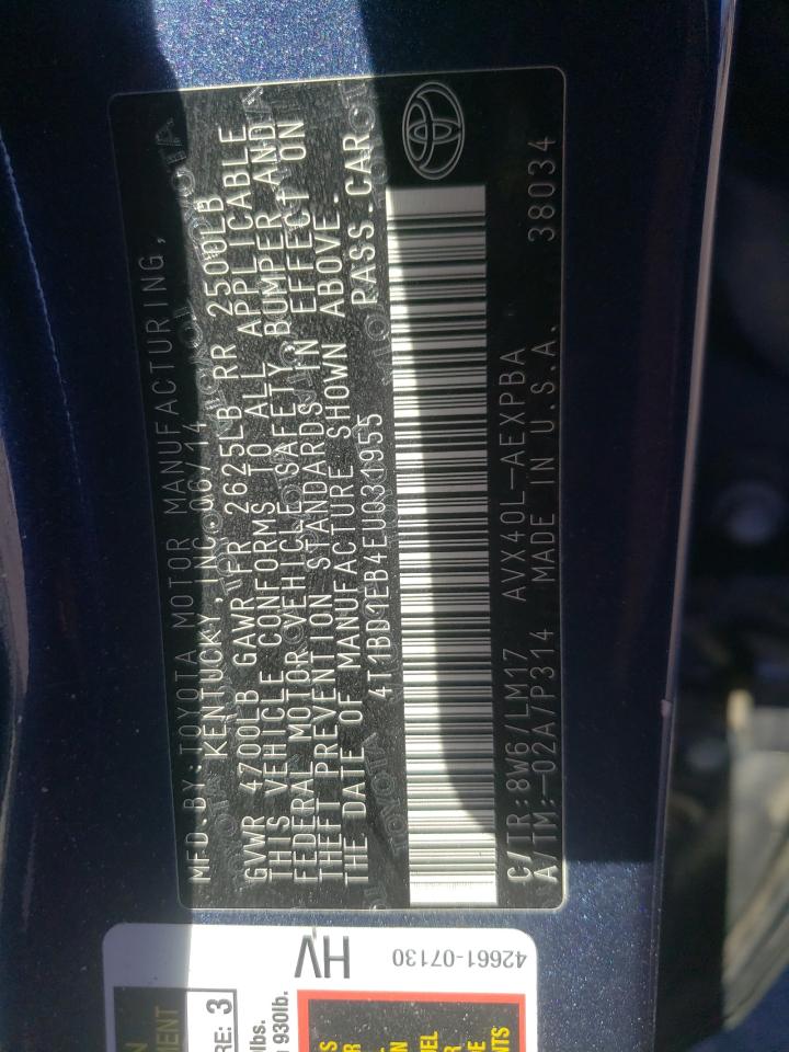 Photo 10 from auction – 2014 TOYOTA AVALON HYB with VIN 4T1BD1EB4EU031955