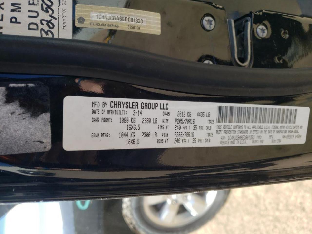 Photo 10 from auction – 2014 JEEP COMPASS SP with VIN 1C4NJCBA6ED801333