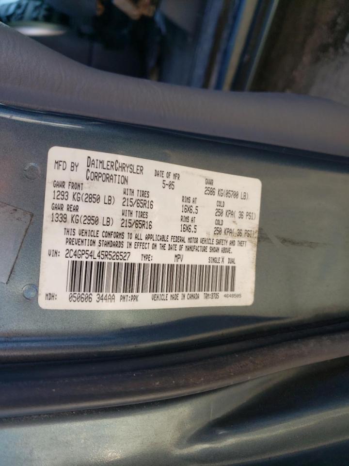 Photo 10 from auction – 2005 CHRYSLER TOWN & COU with VIN 2C4GP54L45R526527