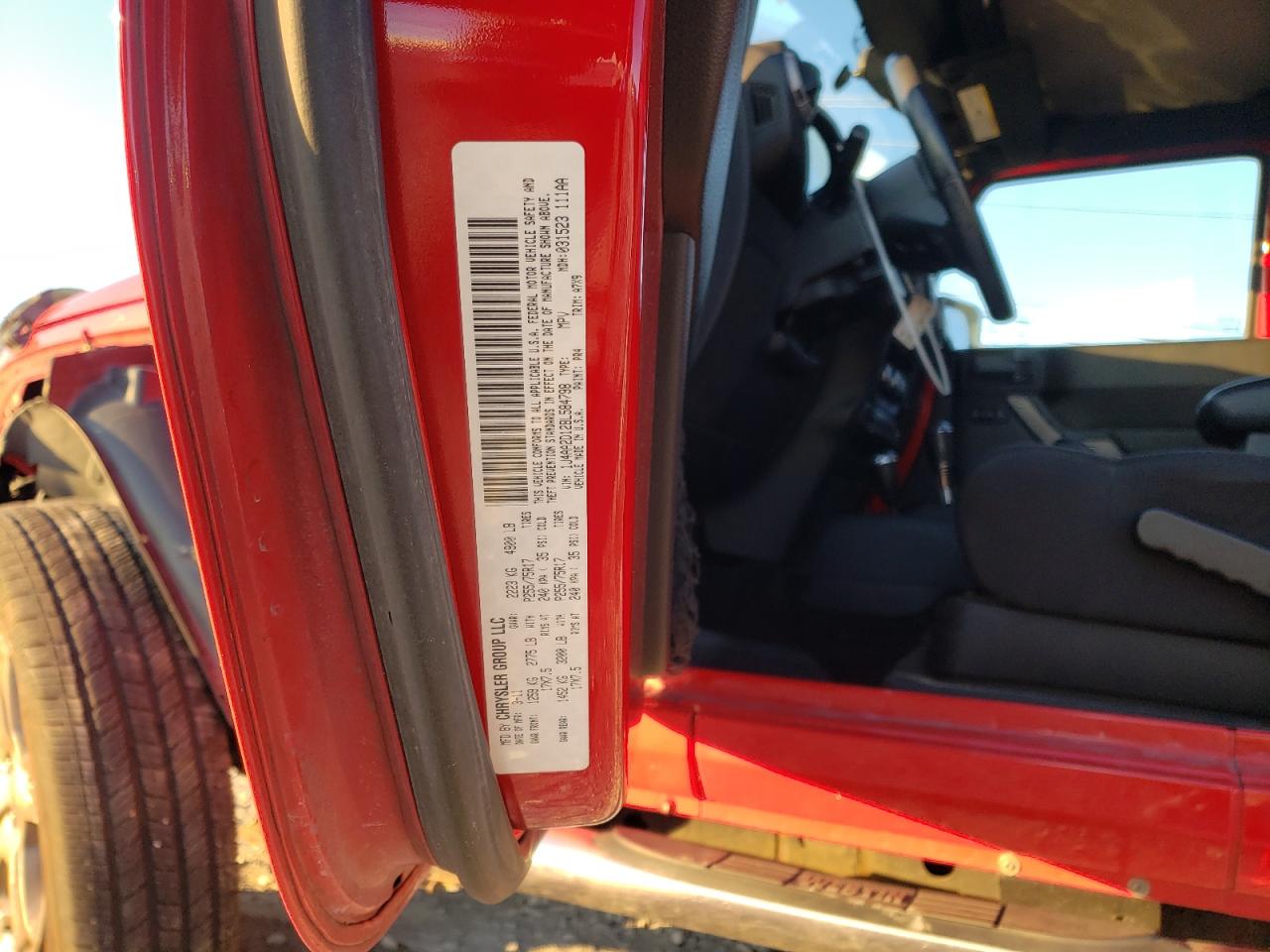 Фото 10 с аукциона – 2011 JEEP WRANGLER S с VIN 1J4AA2D12BL584798