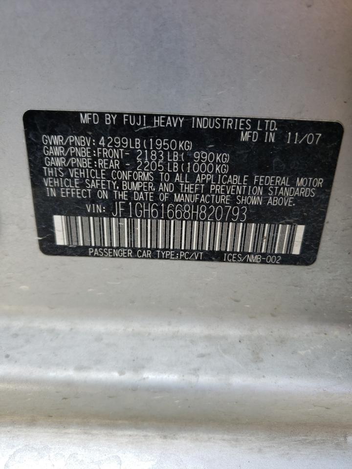 Photo 10 from auction – 2008 SUBARU IMPREZA 2. with VIN JF1GH61668H820793