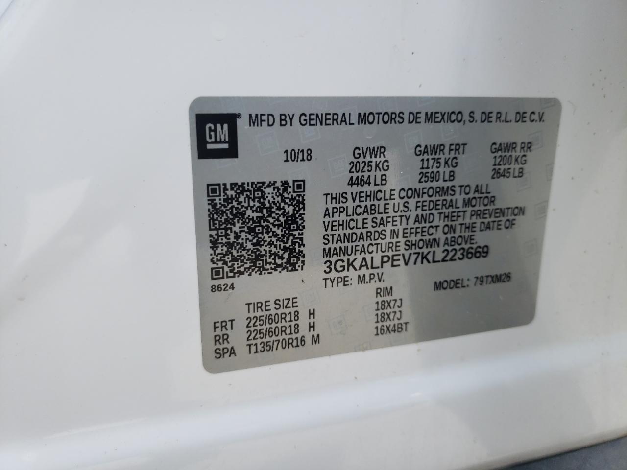 Photo 10 from auction – 2019 GMC TERRAIN SL with VIN 3GKALPEV7KL223669