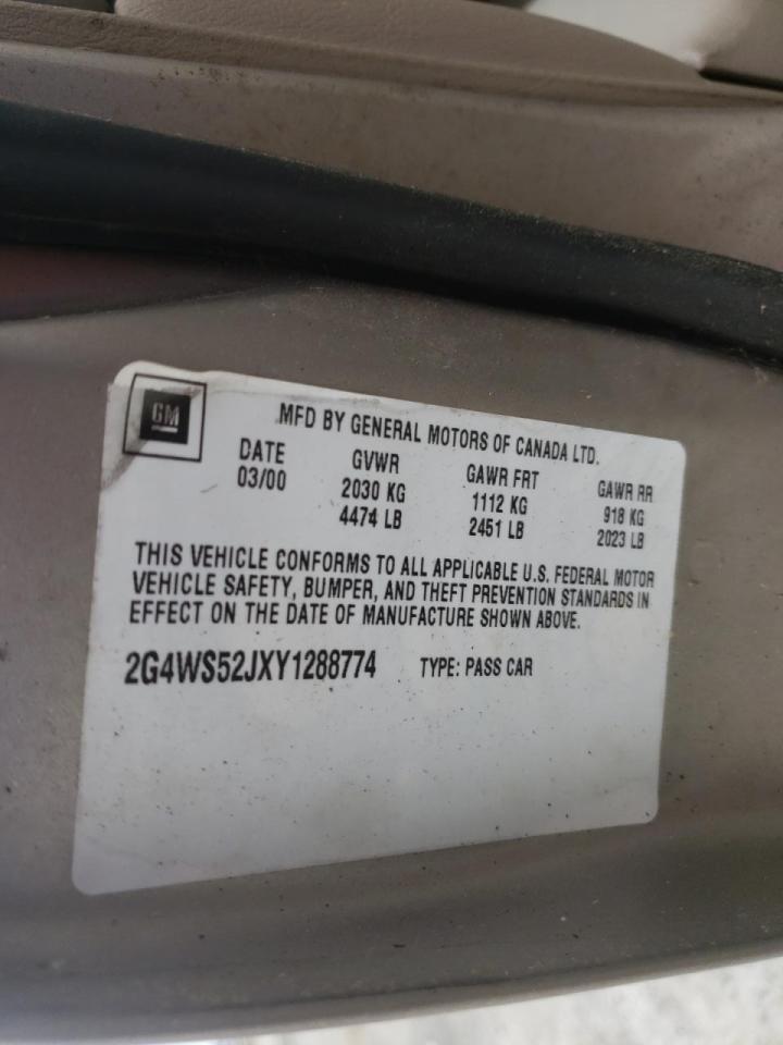 Photo 10 from auction – 2000 BUICK CENTURY CU with VIN 2G4WS52JXY1288774
