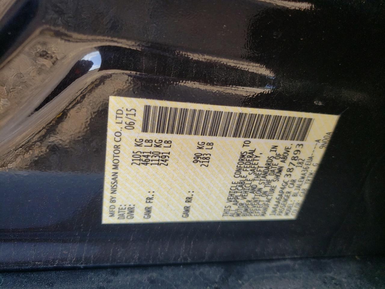Photo 10 from auction – 2016 NISSAN MAXIMA 3.5 with VIN 1N4AA6AP4GC387893