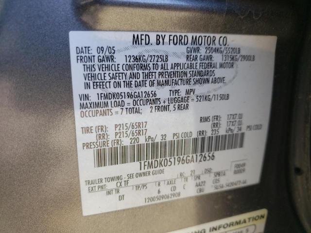 Photo 10 from auction – 2006 FORD FREESTYLE with VIN 1FMDK05196GA12656
