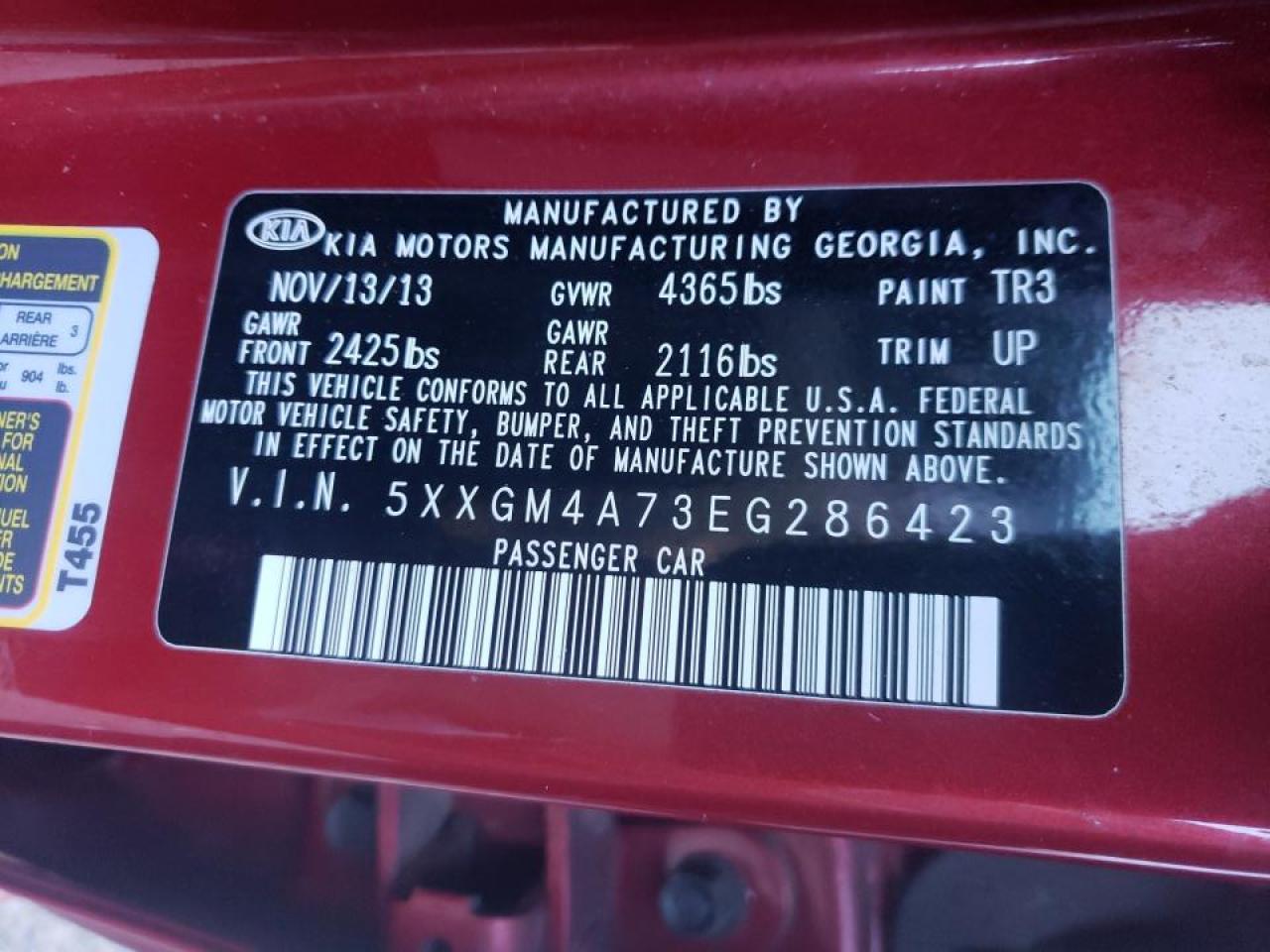 Photo 10 from auction – 2014 KIA OPTIMA LX with VIN 5XXGM4A73EG286423