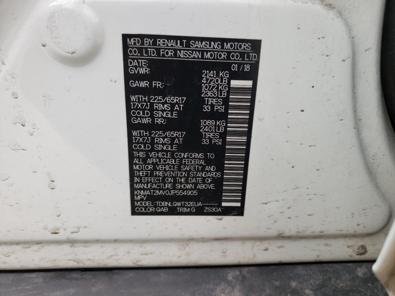 Photo 10 from auction – 2018 NISSAN ROGUE S with VIN KNMAT2MV0JP554905