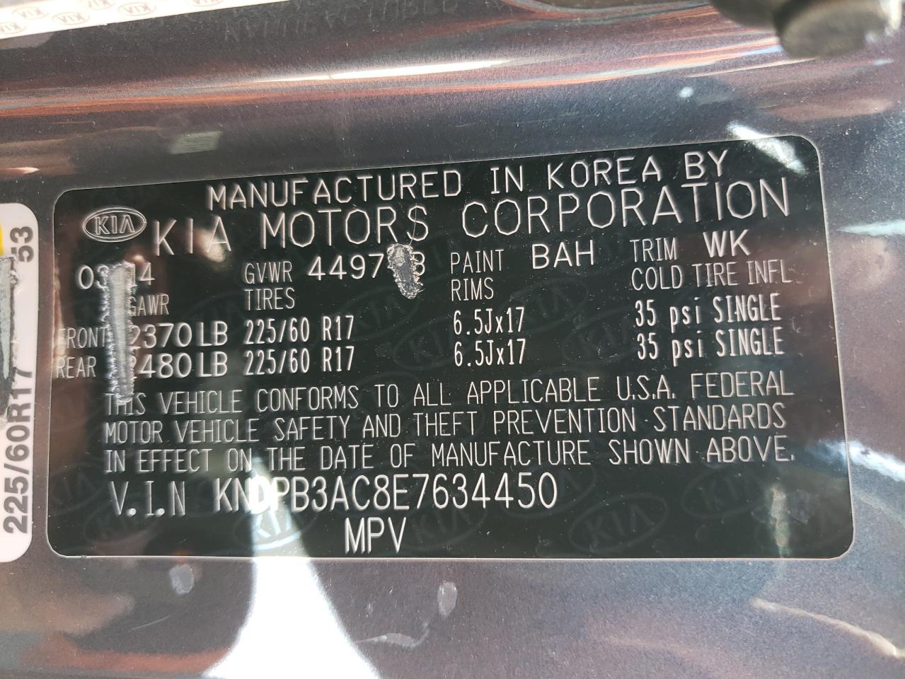 Photo 10 from auction – 2014 KIA SPORTAGE B with VIN KNDPB3AC8E7634450