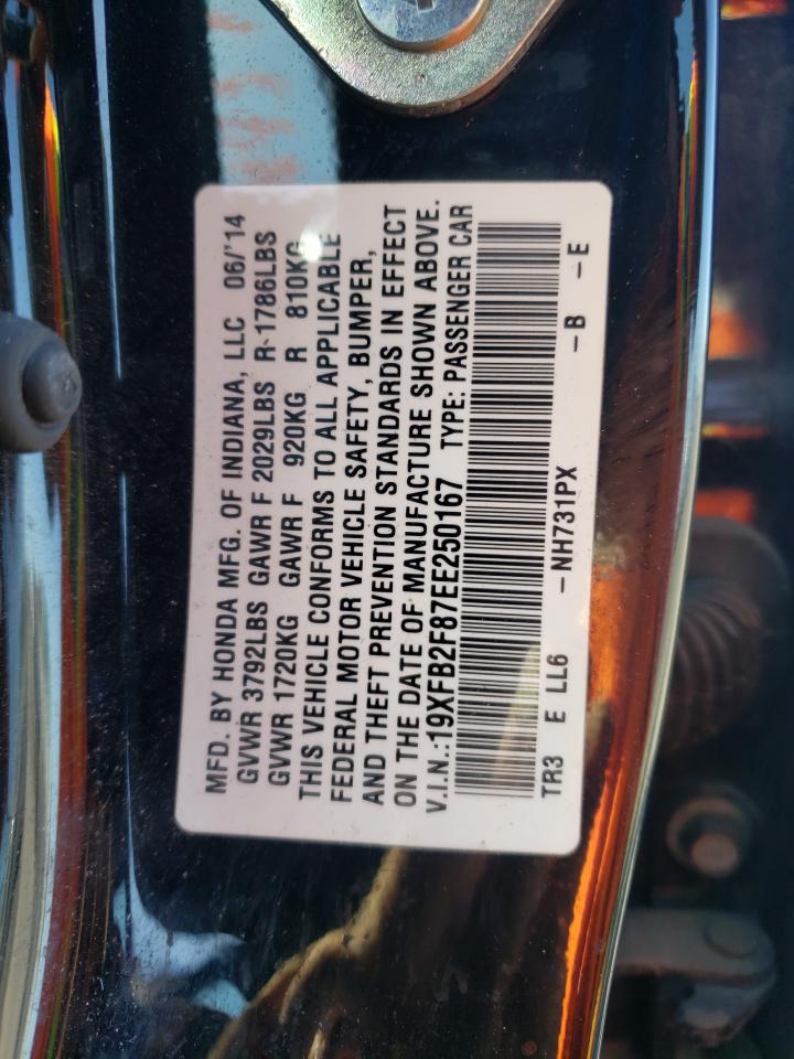Photo 10 from auction – 2014 HONDA CIVIC EX with VIN 19XFB2F87EE250167