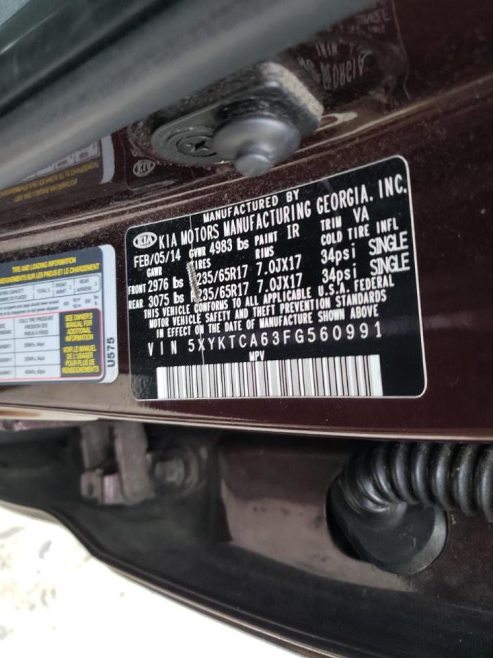 Photo 10 from auction – 2015 KIA SORENTO LX with VIN 5XYKTCA63FG560991