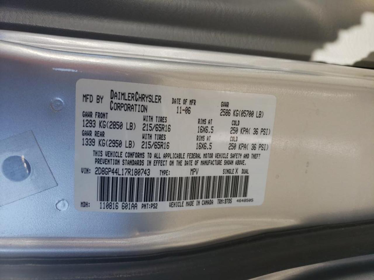 Photo 10 from auction – 2007 DODGE GRAND CARA with VIN 2D8GP44L17R180743
