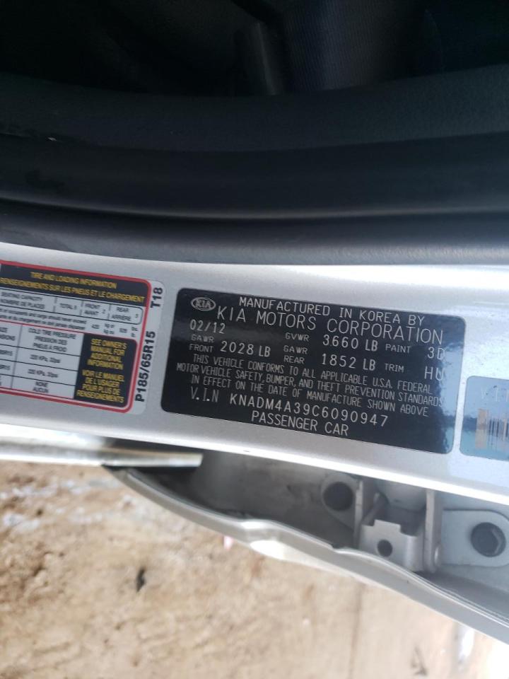 Photo 10 from auction – 2012 KIA RIO LX with VIN KNADM4A39C6090947