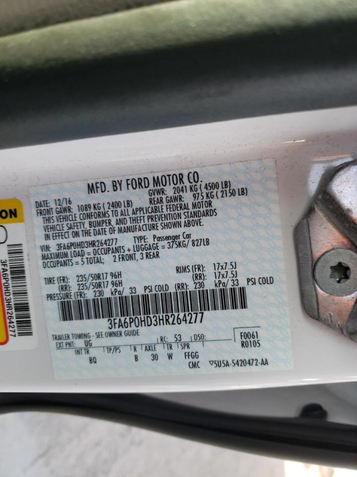 Photo 10 from auction – 2017 FORD FUSION SE with VIN 3FA6P0HD3HR264277
