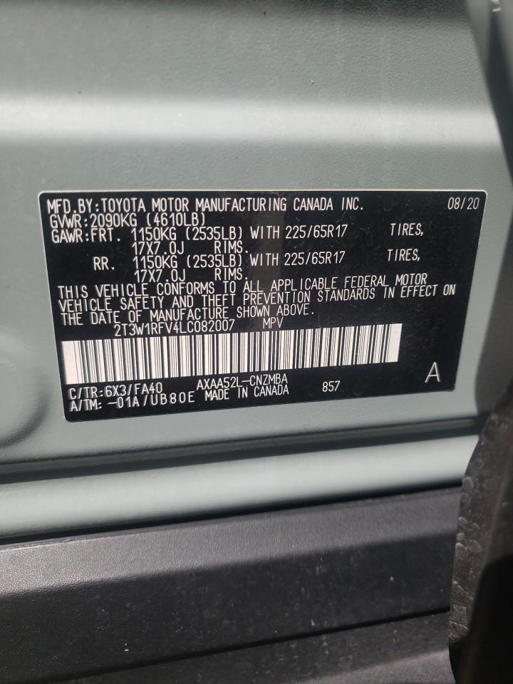 Photo 10 from auction – 2020 TOYOTA RAV4 XLE with VIN 2T3W1RFV4LC082007