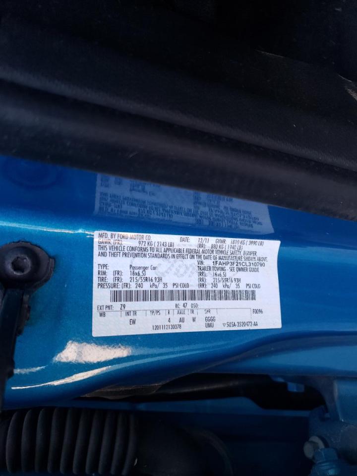 Photo 10 from auction – 2012 FORD FOCUS SE with VIN 1FAHP3F21CL310790