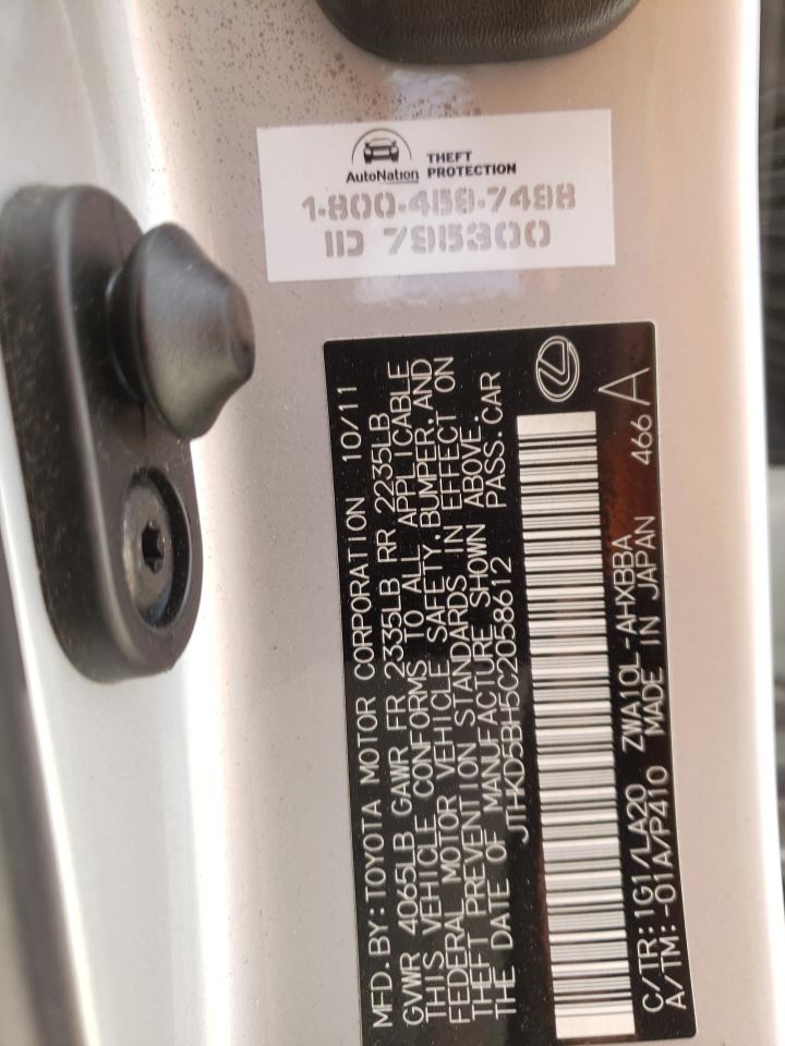 Photo 10 from auction – 2012 LEXUS CT 200 with VIN JTHKD5BH5C2058612
