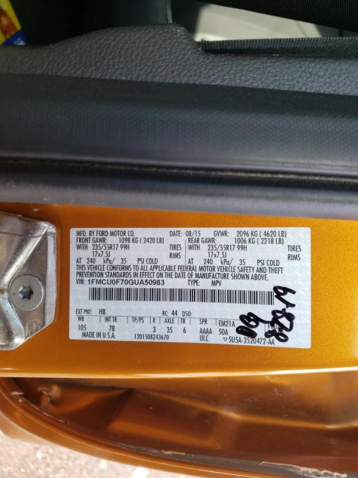 Photo 10 from auction – 2016 FORD ESCAPE S with VIN 1FMCU0F70GUA50983
