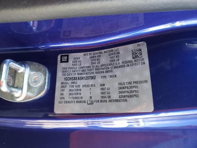 Photo 10 from auction – 2017 CHEVROLET COLORADO with VIN 1GCHSBEA5H1297962