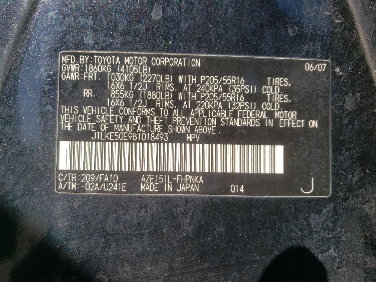 Photo 10 from auction – 2008 SCION XB with VIN JTLKE50E981018493