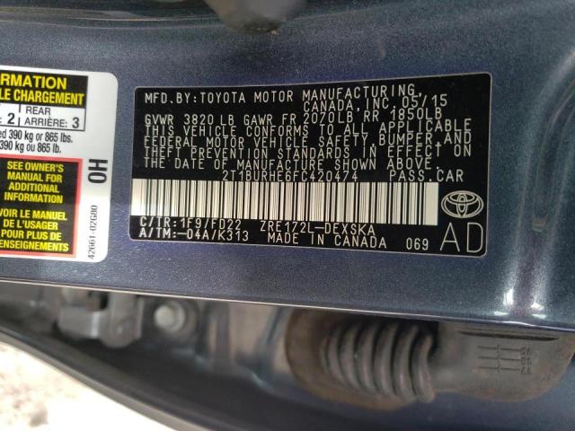 Photo 10 from auction – 2015 TOYOTA COROLLA L with VIN 2T1BURHE6FC420474
