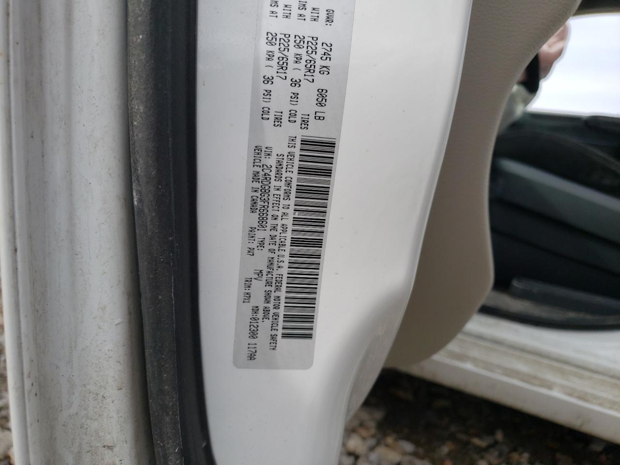 Photo 10 from auction – 2015 DODGE GRAND CARA with VIN 2C4RDGBG3FR668601
