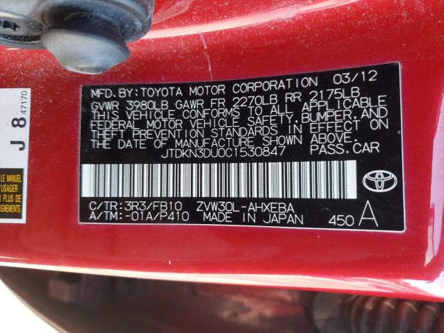Photo 10 from auction – 2012 TOYOTA PRIUS with VIN JTDKN3DU0C1530847