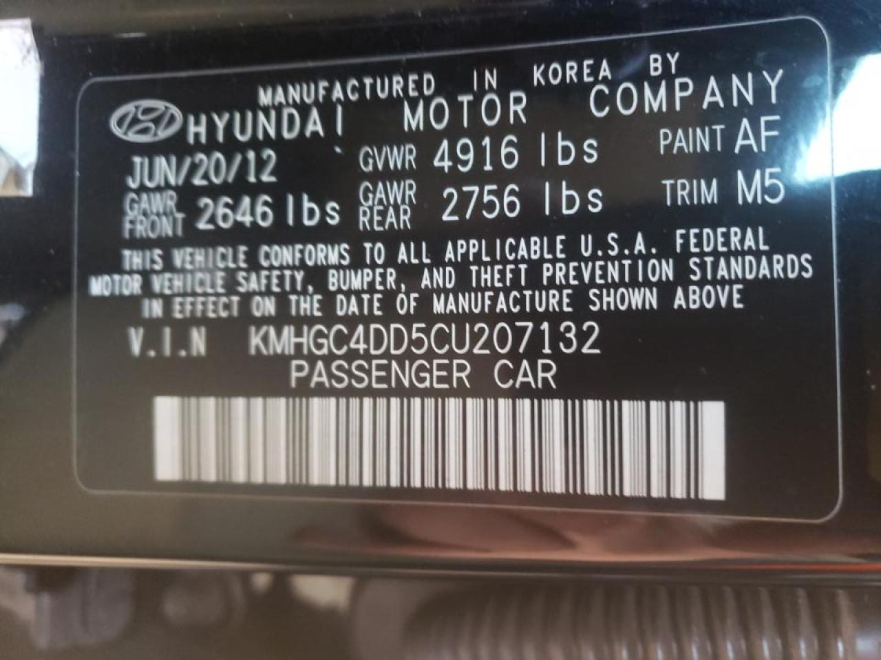 Photo 10 from auction – 2012 HYUNDAI GENESIS 3. with VIN KMHGC4DD5CU207132