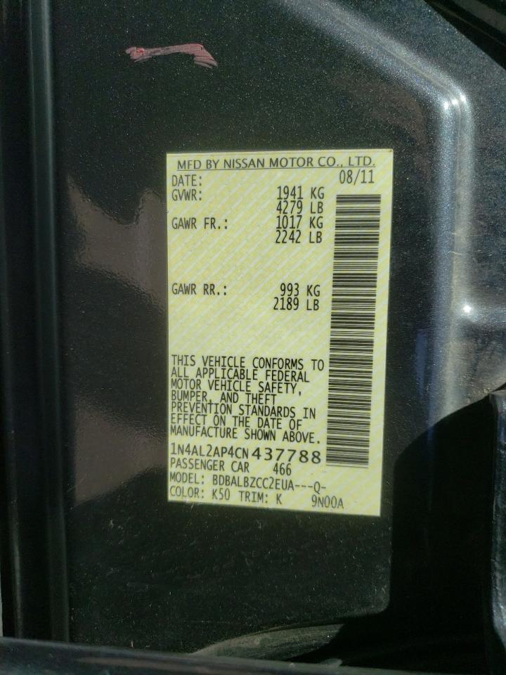 Photo 10 from auction – 2012 NISSAN ALTIMA BAS with VIN 1N4AL2AP4CN437788