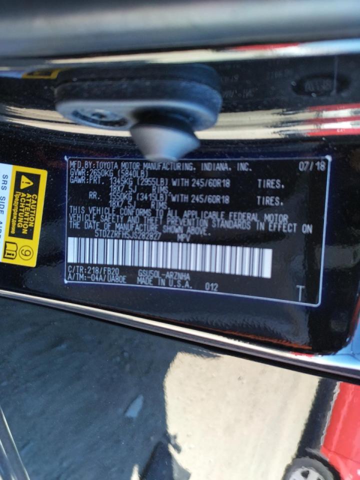 Photo 10 from auction – 2018 TOYOTA HIGHLANDER with VIN 5TDZZRFH5JS282827