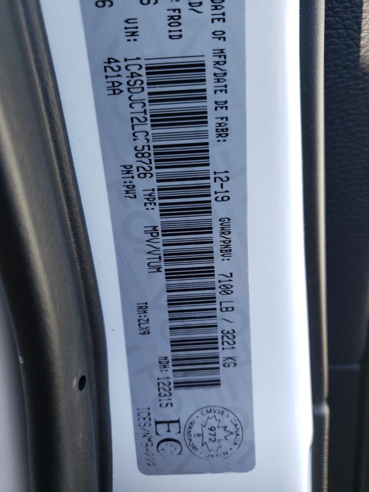 Photo 10 from auction – 2020 DODGE DURANGO R/ with VIN 1C4SDJCT2LC258726