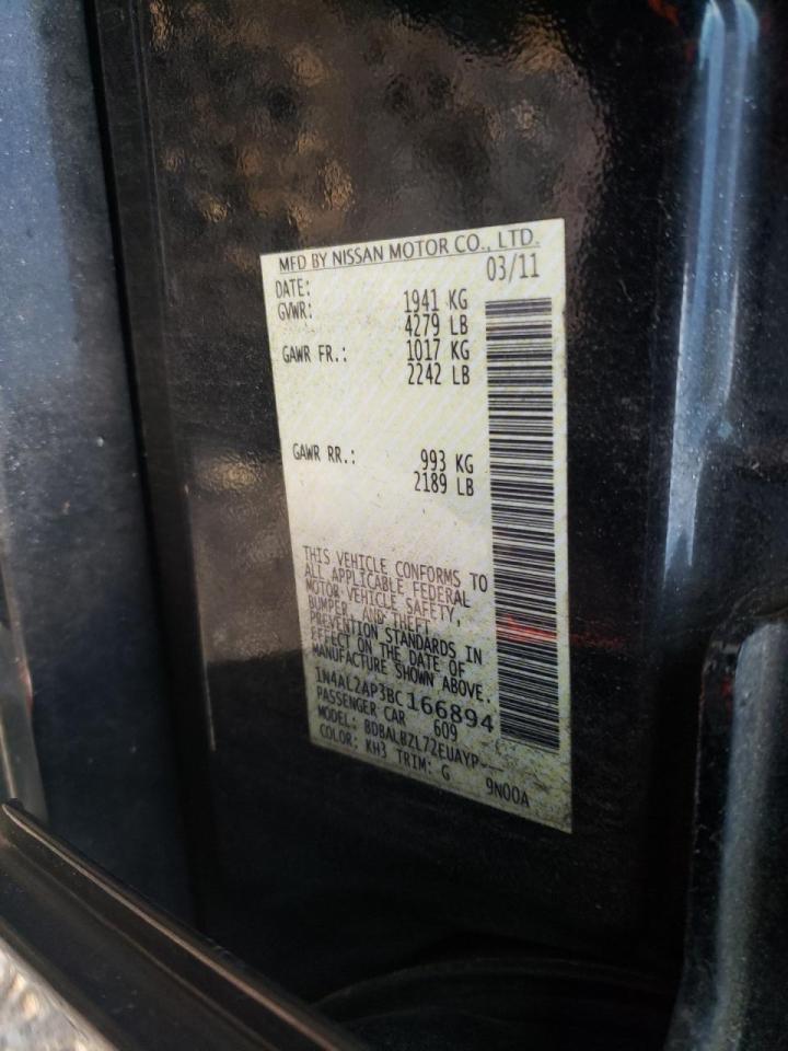Photo 10 from auction – 2011 NISSAN ALTIMA BAS with VIN 1N4AL2AP3BC166894